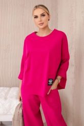Komplet new punto bluza + spodnie fuksja. Czerwone bluzy KESI, l, bez wzorów, z bawełny, bez kaptura. Za 347.13 zł.