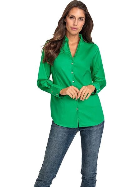 Heine Bluzka w kolorze zielonym rozmiar: 46. Zielone bluzki Heine, bez wzorów, bez kołnierzyka, bez ramiączek. Za 100.28 zł.