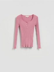 Sweter z wiskozy - brudny róż. Czerwone swetry Reserved, l, bez wzorów, z dzianiny, bez ramiączek. Za 139.99 zł.