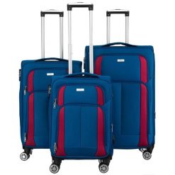 Zestaw walizek podróżnych w niebiesko-czerwonym kolorze Peterson PTN 5209-SET BLUE-BU. Czerwone walizki Peterson. Za 700.99 zł.