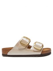 Birkenstock Klapki 1020032 Szary. Żółte klapki Birkenstock, bez wzorów, ze skóry, bez obcasa, bez zapięcia. Za 469.99 zł.