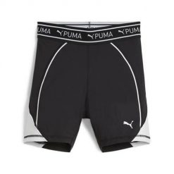 Spodenki treningowe damskie Puma Train Strong. Czarne szorty sportowe Puma, bez wzorów, z dresówki. Za 256.00 zł.