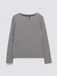 Bluzka damska w paski granatowa Vensa 403. Niebieskie bluzki BIG STAR, l, bez wzorów, z dzianiny, eleganckie, bez kołnierzyka, bez ramiączek. Za 119.99 zł.