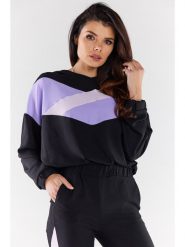Awama Bluza w kolorze czarno-lawendowym rozmiar: XL. Czarne bluzy Awama, xl, bez wzorów, bez ramiączek, z kapturem. Za 84.01 zł.