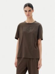 EA7 Emporio Armani T-Shirt 7W000098 AF12503 U6139 Brązowy Loose Fit. Brązowe t-shirty EA7 Emporio Armani, xxl, bez wzorów, z bawełny, bez kołnierzyka, bez ramiączek. Za 239.99 zł.