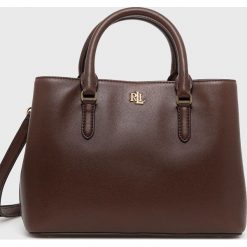 Lauren Ralph Lauren torebka skórzana kolor brązowy. Brązowe shopper bag Lauren Ralph Lauren, bez wzorów, na ramię, bez dodatków. Za 1,859.90 zł.