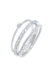 Elli Damskie do łączenia elegancki, świąteczny, warstwowy z kryształami, srebro próby 925 Sterling Silver Pierścionki 1 ct. Szare pierścionki Elli, srebrne. Za 328.99 zł.