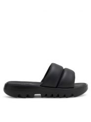 Reebok Klapki Cardi Slide HP2217 Czarny. Czarne klapki Reebok, bez wzorów, ze skóry, bez obcasa, bez zapięcia. Za 229.99 zł.