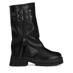 Kozaki Jenny Fairy. Czarne kozaki Jenny Fairy, bez wzorów, bez obcasa, na słupku, bez zapięcia. Za 249.99 zł.