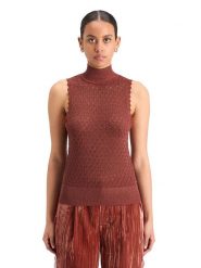 Scotch & Soda Top w kolorze bordowym rozmiar: S. Czerwone topy Scotch & Soda, s, bez wzorów, bez kołnierzyka, bez ramiączek. Za 139.87 zł.