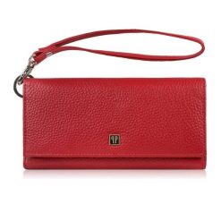 Duży portfel damski skórzany czerwony z miejscem na telefon kopertówka Paolo Peruzzi T-141-RD. Czerwone portfele bez wzorów, ze skóry. Za 89.00 zł.