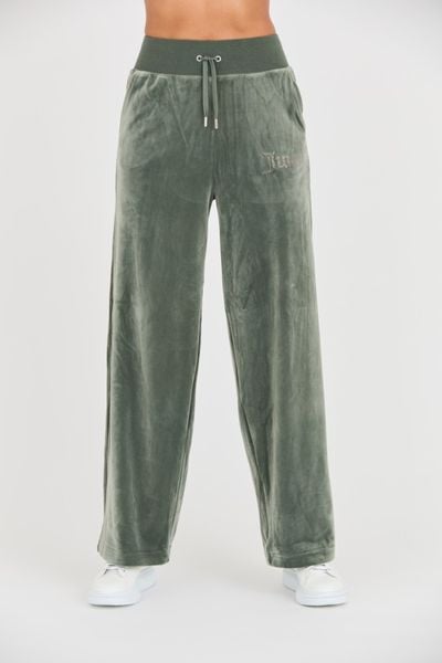 JUICY COUTURE Zielone damskie spodnie Bexley Velour Track Pants, Rozmiar XS. Zielone spodnie dresowe Juicy Couture, bez wzorów, z dresówki. W wyprzedaży za 255.99 zł.