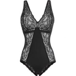 Body bez fiszbinów z delikatną koronką. Czarne body i gorsety bonprix, bez wzorów, z koronki, bez ramiączek. Za 129.99 zł.