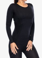 Bluza termoaktywna damska Brubeck Comfort Wool LS. Czarne bluzy Brubeck, xl, bez wzorów, z elastanu, bez ramiączek, bez kaptura. Za 219.99 zł.