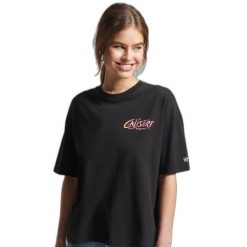 Koszulka sportowa damska Superdry Vintage Cali. Czarne t-shirty sportowe Superdry, m, bez wzorów, z bawełny, bez ramiączek. W wyprzedaży za 120.15 zł.