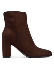 Guess Botki FLFBER SUE10 Brązowy ciemny. Brązowe botki Guess, z aplikacjami, bez obcasa, na słupku, bez zapięcia. Za 544.99 zł.