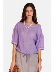 Le Jardin du Lin Lniana bluzka w kolorze fioletowym rozmiar: 34. Różowe bluzki Le jardin du lin, bez wzorów, ze lnu, klasyczne, bez kołnierzyka, bez ramiączek. Za 79.03 zł.