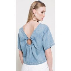 Diesel - Top. Niebieskie t-shirty Diesel, bez wzorów, z bawełny, casualowe, bez kołnierzyka, bez ramiączek. W wyprzedaży za 179.90 zł.