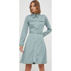 Guess sukienka kolor turkusowy mini rozkloszowana. Niebieskie sukienki Guess, l, z aplikacjami, z dzianiny, bez kołnierzyka, bez ramiączek, maxi, rozkloszowane. Za 639.99 zł.