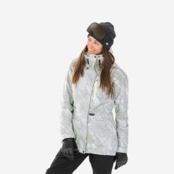 Kurtka snowboardowa damska Dreamscape SNB 100. Białe kurtki narciarskie DREAMSCAPE, na zimę, m, bez wzorów, z materiału, bez kaptura, narciarskie. Za 299.99 zł.