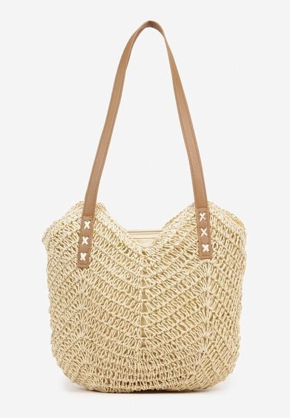 Beżowa Pleciona Torebka na Ramię Liralice. Brązowe torebki klasyczne Renee, bez wzorów, biznesowe, na ramię, bez dodatków. Za 89.99 zł.