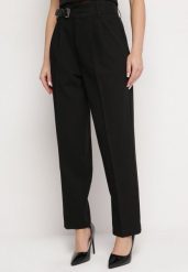 Czarne Spodnie w Garniturowym Stylu z Ozdobnym Paskiem Arilez. Czarne jeansy Born2be, l, bez wzorów, z jeansu, eleganckie. Za 169.99 zł.