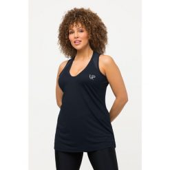 Damskie Top funkcyjny szybkoschnący dekolt w szpic bez rękawów. Niebieskie topy Ulla Popken, plus size, bez wzorów, z elastanu, bez kołnierzyka, bez ramiączek. W wyprzedaży za 149.99 zł.