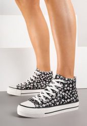 Czarne Casualowe Trampki za Kostkę w Kwiatowy Wzór Follarita. Czarne trampki Born2be, bez wzorów, z jeansu, za kostkę, bez zapięcia. W wyprzedaży za 42.49 zł.