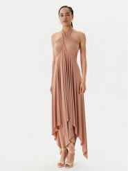 NORMA KAMALI Sukienka koktajlowa KK1253PLO62833 Beżowy Slim Fit. Brązowe sukienki Norma Kamali, l, bez wzorów, z syntetyku, wizytowe, bez kołnierzyka, bez ramiączek. Za 949.99 zł.