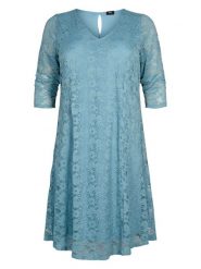 Zizzi Sukienka koktajlowa E02610A Niebieski Feminine Fit. Niebieskie sukienki Zizzi, xl, bez wzorów, z syntetyku, wizytowe, bez kołnierzyka, bez ramiączek. Za 379.99 zł.