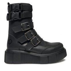 Botki Altercore. Czarne botki Altercore, bez wzorów, bez obcasa, na koturnie, bez zapięcia. Za 419.99 zł.