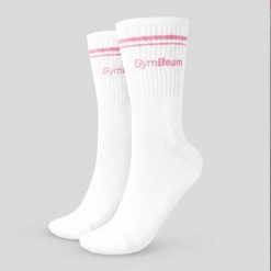 Skarpety unisex fitness 3/4 różowe Crew. Czerwone skarpetki GYMBEAM, bez wzorów, z bawełny. Za 17.90 zł.