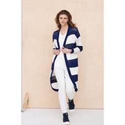 Kardigan Damski Ixxi BS Granatowy / Ekri. Niebieskie swetry blue shadow, na lato, uniwersalny, w ażurowe wzory, z bawełny, bez ramiączek. Za 289.90 zł.