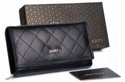 Portfel pikowany Rovicky [DH] R-RD-07-GCL-Q czarny. Czarne portfele ROVICKY, z aplikacjami, ze skóry. Za 74.99 zł.