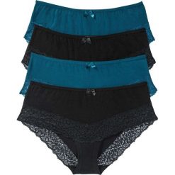 Figi "panty" (4 pary) bonprix niebieskozielony morski - czarny. Bokserki damskie marki bonprix. Za 39.96 zł.