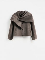 Kurtka z wełną - brązowy. Brązowe kurtki Reserved, l, bez wzorów, z tkaniny, bez kaptura. Za 399.99 zł.