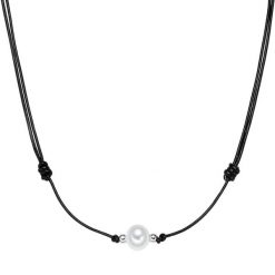 Valero Pearls Łańcuszek Skóra naturalna Czarny Naszyjniki 1 ct Damski. Czarne naszyjniki Valero Pearls, z materiału, z perłą, srebrne. Za 199.99 zł.