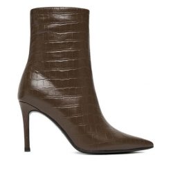 Botki Eva Minge. Brązowe botki Eva Minge, bez wzorów, bez obcasa, na szpilce, bez zapięcia. Za 359.99 zł.