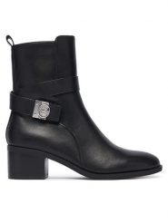 Liu Jo Botki Janice 03 SF6055 P0102 Czarny. Czarne botki Liu Jo, bez wzorów, ze skóry, bez obcasa, na słupku, bez zapięcia. Za 879.99 zł.