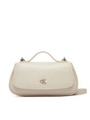 Calvin Klein Torebka LV04F3679G Kremowy. Białe torebki klasyczne Calvin Klein, bez wzorów, ze skóry, bez dodatków. Za 409.99 zł.