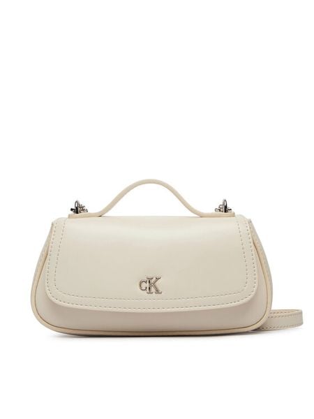 Calvin Klein Torebka LV04F3679G Kremowy. Białe torebki klasyczne Calvin Klein, bez wzorów, ze skóry, bez dodatków. Za 368.99 zł.