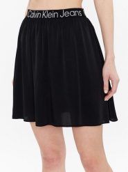 Calvin Klein Jeans Spódnica trapezowa J20J221512 Czarny Regular Fit. Czarne spódnice Calvin Klein Jeans, s, bez wzorów, z jeansu, mini, trapezowe. Za 369.99 zł.