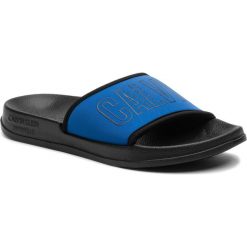 Klapki CALVIN KLEIN - Slide KW0KW00728 446. Niebieskie klapki Calvin Klein, bez wzorów, z materiału, bez obcasa, bez zapięcia. W wyprzedaży za 99.00 zł.