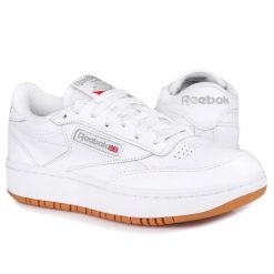 Buty damskie trampki Reebok CLUB C DOUBLE. Białe trampki Reebok, bez wzorów, sportowe, bez zapięcia, Reebok Club. W wyprzedaży za 209.00 zł.