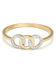 ATELIER DU DIAMANT Złoty pierścionek "ronds entrelacés" z diamentami rozmiar: 58. Żółte pierścionki ATELIER DU DIAMANT, z diamentem, złote. Za 948.99 zł.