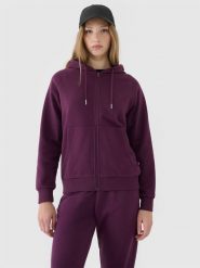 4F Bluza dresowa rozpinana z kapturem damska - fioletowa XL. Fioletowe bluzy 4f, xl, bez wzorów, z bawełny, sportowe, bez ramiączek, z kapturem. W wyprzedaży za 89.99 zł.