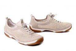 RIEKER 55960-60 beige, półbuty damskie. Brązowe półbuty wsuwane Rieker, na lato, bez wzorów, bez obcasa. Za 305.91 zł.