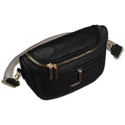 Czarna saszetka damska ze skóry ekologicznej z kieszenią na rewersie - Peterson. Czarne nerki i saszetki Peterson, bez wzorów, ze skóry ekologicznej, bez dodatków. Za 87.99 zł.