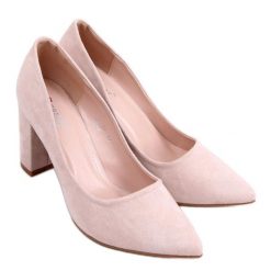 PA1 Czółenka na słupku Ivonne Beige beżowy. Brązowe czółenka PA1, bez wzorów, eleganckie, bez obcasa, na słupku, bez zapięcia. Za 140.76 zł.