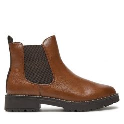 Botki Jana. Brązowe botki JANA, bez wzorów, bez obcasa, na płaskiej podeszwie, bez zapięcia. Za 179.99 zł.
